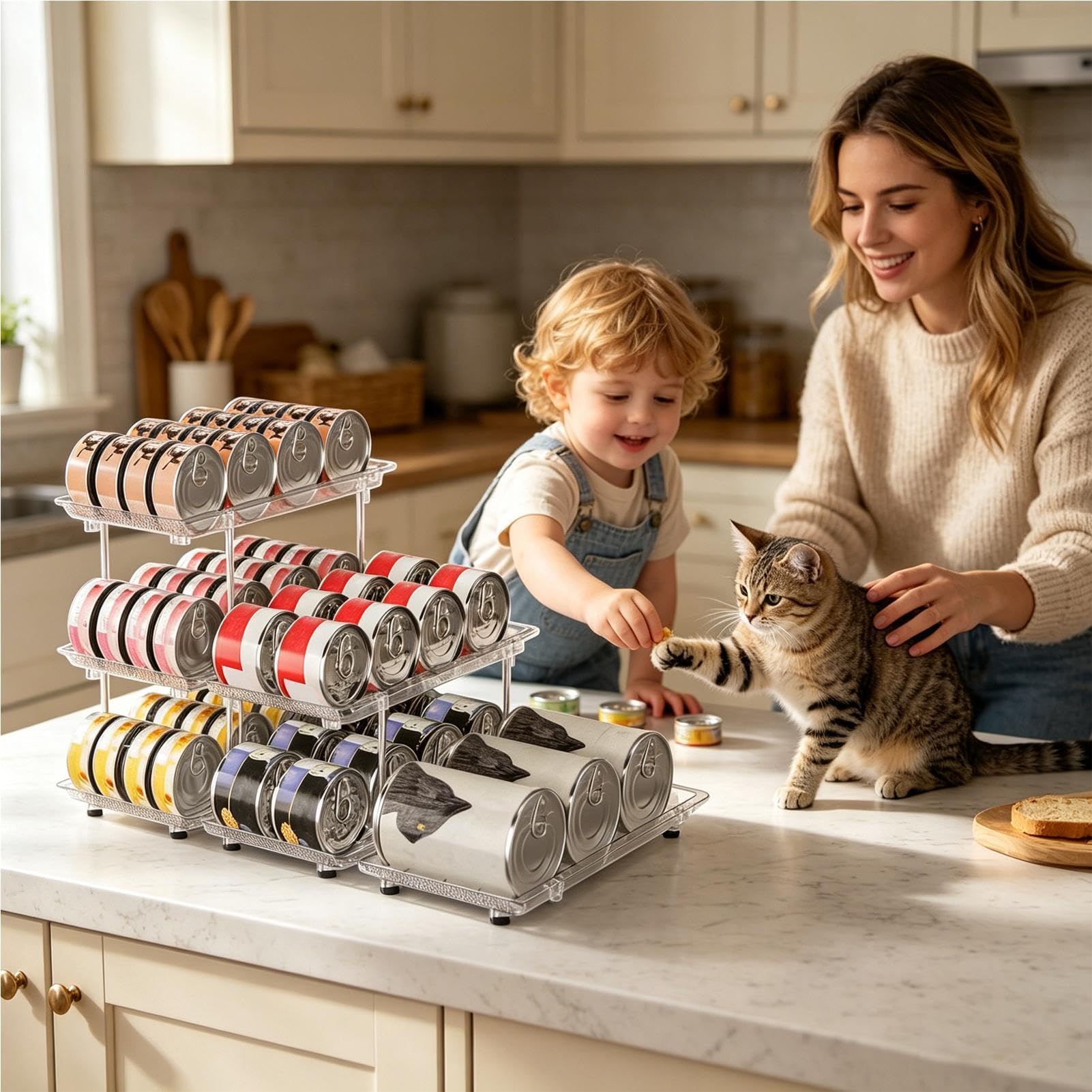 Genérico Organizador De Latas De Cocina Divisor Ajustable Impermeable | Organizador De Comida Enlatada Para Gatos Frigorífico Armario Cocina Dormitorio Despensa Garaje Inauguración Casa