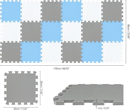 Miniatura 2 de qqpp 18 Tapetes para piso de goma de etilvinilacetato tipo rompecabezas tapete de juego para bebé tapete de ejercicio para entrenamiento en casa