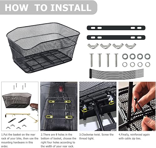 Miniatura 3 de RAYMACE Rear Bike Basket with Waterproof Cover,Bicycle Cargo Rack Storage Basket Mount for Back Under Seat