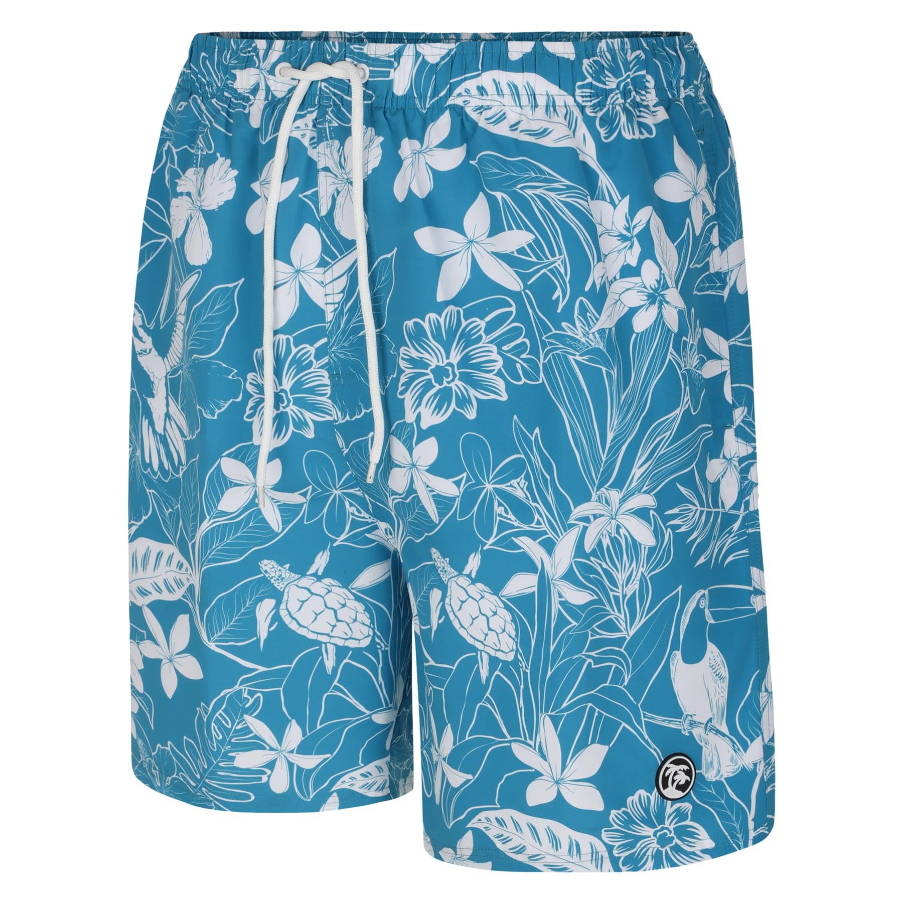 Espionage Swimshort for Men with Hawaiian Print in Blue, 5XL