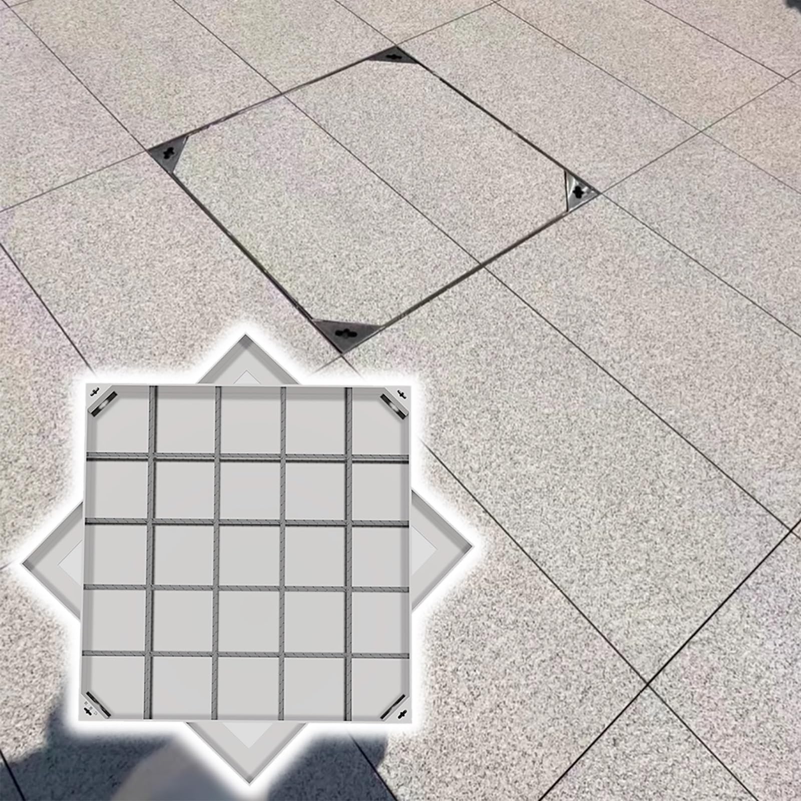 Couvercle de fosse septique robuste 50x50 inox tampon regard eaux usées plaque métallique