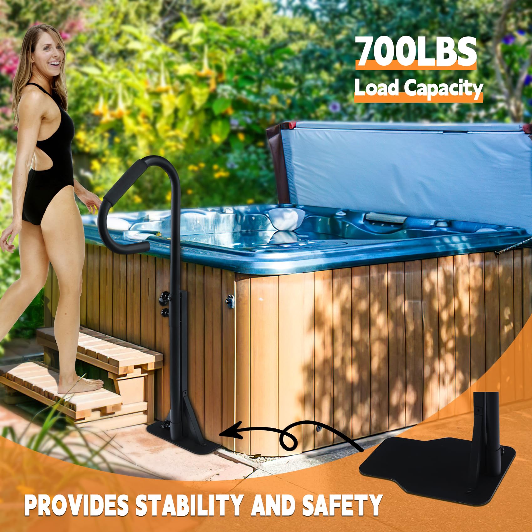 TCFUNDY Hot Tub Handrail, Adjustable 60