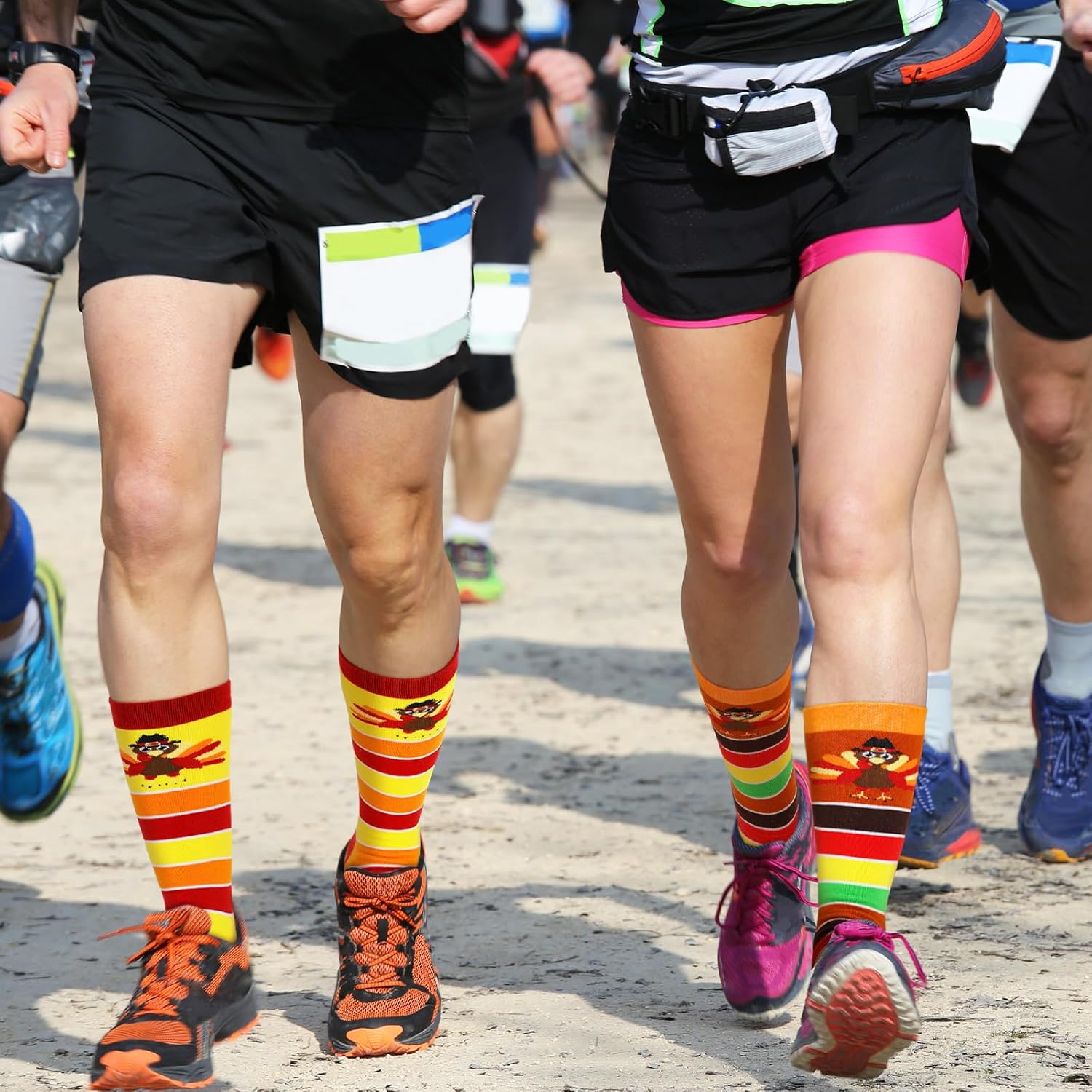 Ramede 12 Pairs Thanksgiving Turkey Socks Holiday Woven Socks Run Mid Calf Socks for Men Women Thanksgiving Accessories - Image 5