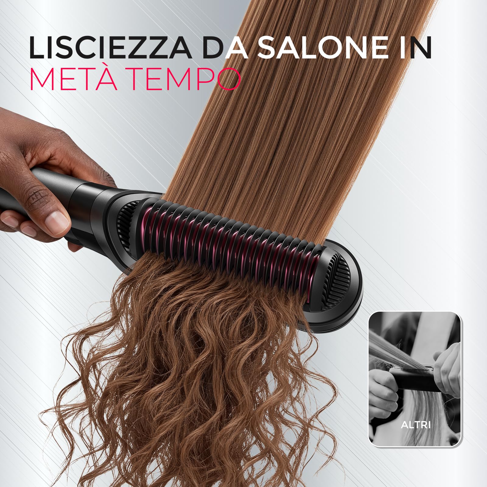 TYMO Piastra per Capelli e Spazzola Lisciante 2 in 1, 200M Ioni, Pettine Caldo in Ceramica Doppia Tensione, Lisciante Professionale Anticrespo per Capelli Lisci, Mossi o Ricci, Nero