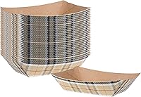 Vista 50 de Bio Tek Botes de papel de 4 onzas, 400 bandejas desechables #25 para alimentos, forro de polietileno, canastas de alimentos de papel turquesa