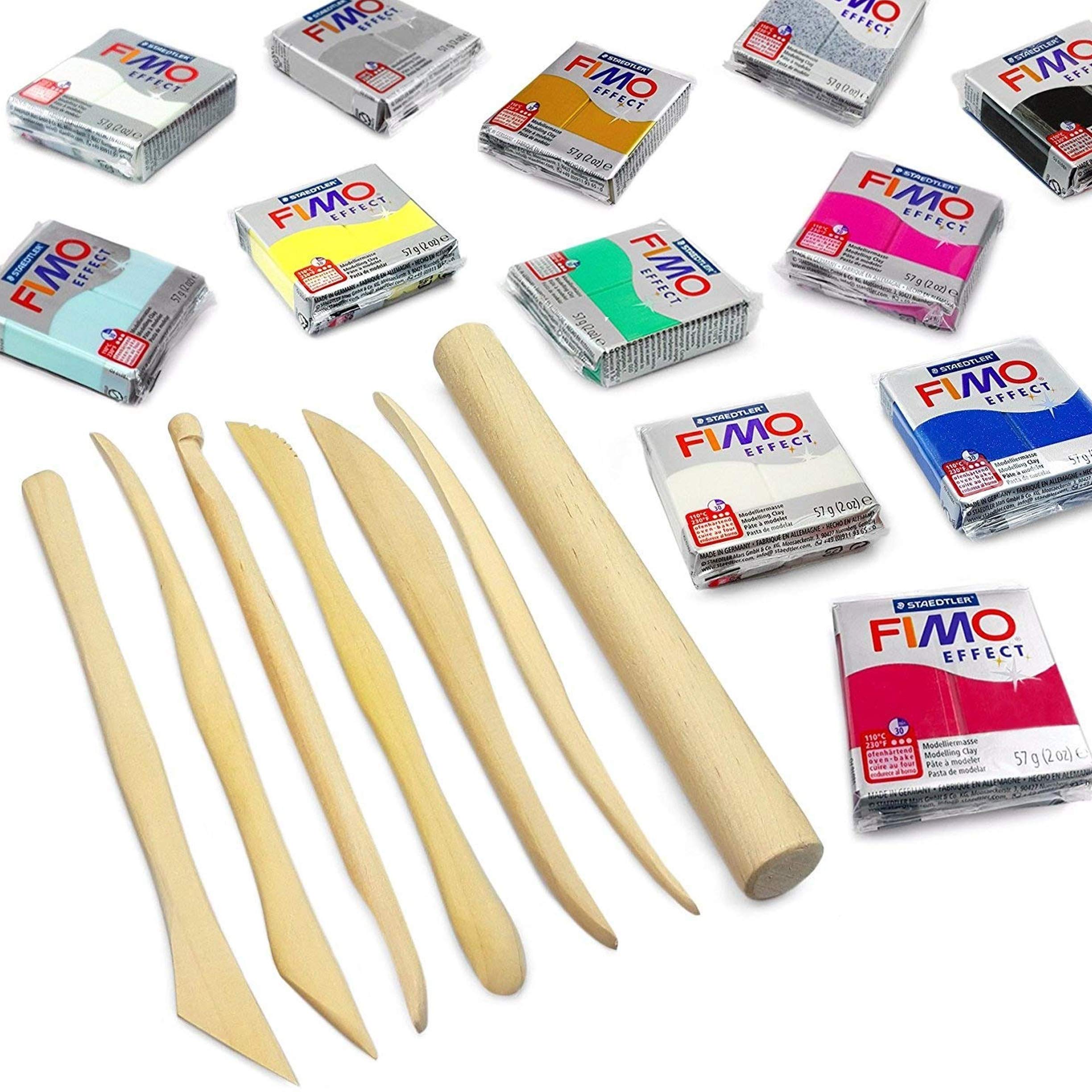 FIMO Effect Modelling Clay Professional Set -12 x 57g + 7 Pro Moulding Instruments