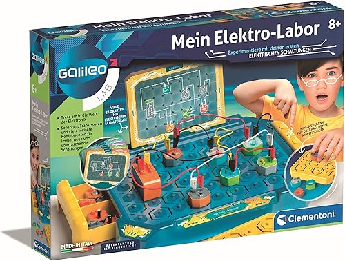 Clementoni Galileo Lab - My Electric Laboratory, emocionante caja de experimentos, kit electrónico con sensores y efectos de luz, para niños a