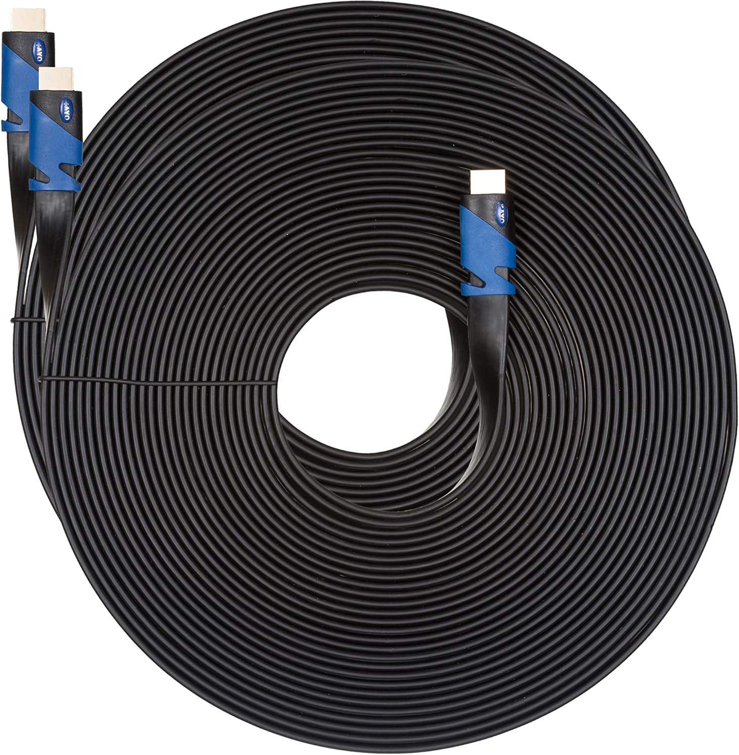 FLAT HDMI Cable- 50 FT - 2 PK,High Speed HDMI Cable (15m) Flat Wire-CL3 Rated Supports 4K,Ultra HD,3D,2160p,1080p,Ethernet & Audio Return (Latest HDMI 2.0b Standard) HDCP 2.2 Compliant,Bonus CABLE Tie