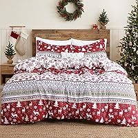 Vista 10 de CAROMIO Funda de Edredón de Navidad Tamaño Twin, Juego de Ropa de Cama de 2 Piezas con Funda de Edredón Estampada de Navidad (Twin, 68"x90")