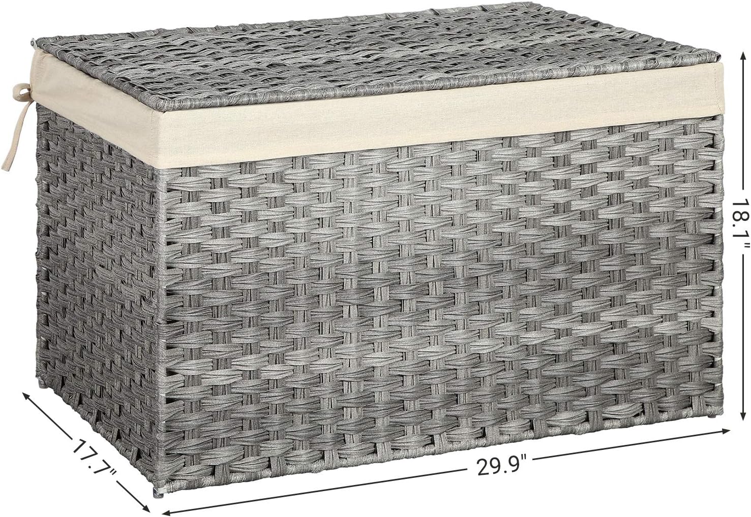 Black Friday Clearance SONGMICS Storage Basket with Lid, Rattan-Style Storage Trunk with Cotton Liner and Handles, for Bedroom Closet Laundry Room, 29.9 x 17.1 x 18.1 Inches, Gray URST76WG Review SONGMICS Storage Basket with Lid, Rattan-Style Storage Trunk with Cotton Liner and Handles, for Bedroom Closet Laundry Room, 29.9 x 17.1 x 18.1 Inches, Gray URST76WG