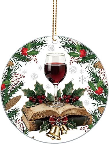3D Christmas Wine Cup Ornaments, Funny Wines Theme Hanging Ornaments