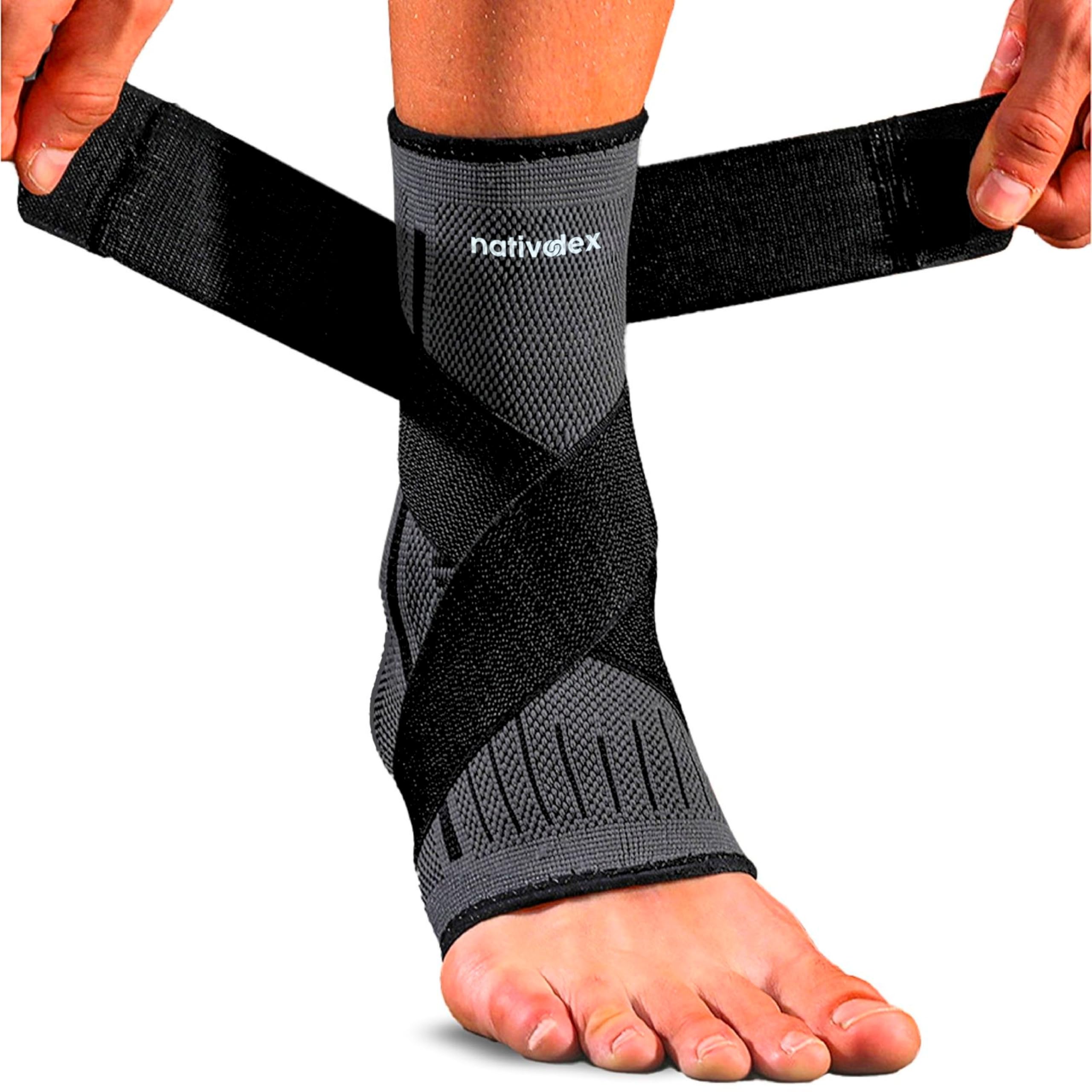 NativoDex Sprunggelenkbandage – Verstellbare Knöchelbandage für Plantarfasziitis & Achillessehne – Stabilisierung & Schutz – Atmungsaktive orthopädische Fußbandage für beide Füße