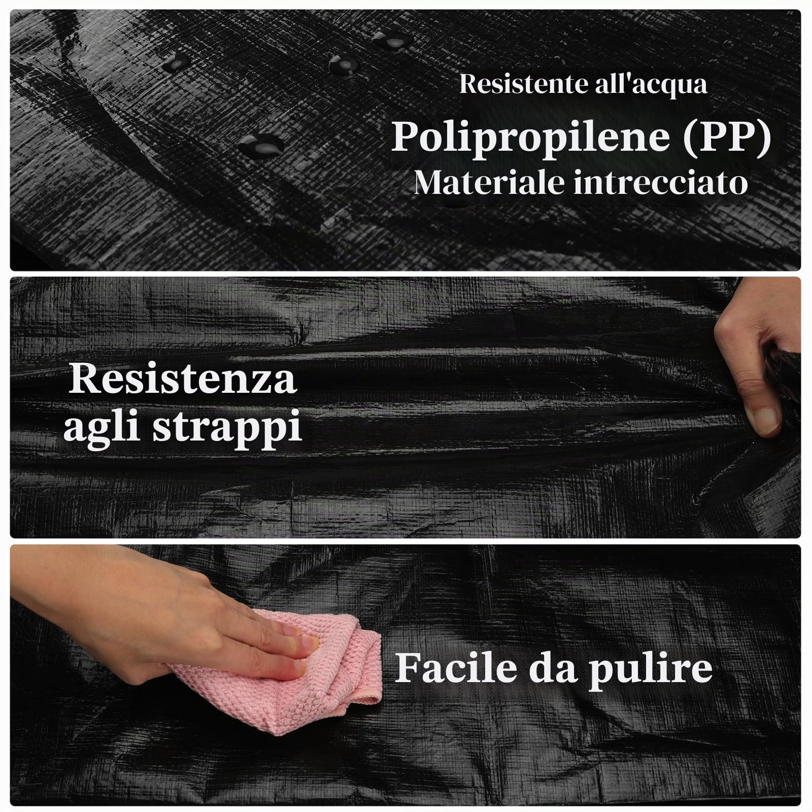 Withosent 100L Borsa Portaoggetti Grande, 10 Pezzi Impermeabile Borse di Stoccaggio Trasloco con Cerniera e Maniglia, Pieghevole Scatole Armadio Viaggio per Vestiti, Coperte, Trapunte, Nero