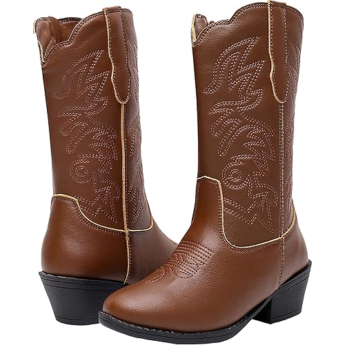 WOWHAH Kids Boys Girls Western Boot,Unisex-Child Mid Calf Cowboy Boot(Toddler/Little Kid/Big Kid)