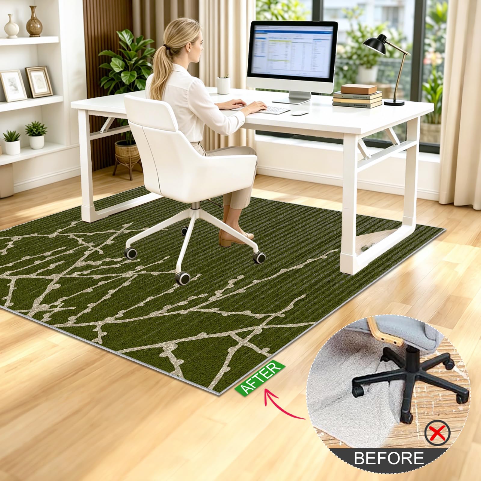 Alfombra Protector Suelo Silla Ruedas Alfombra Silla Ruedas Gaming Alfombra Silla Gaming Protector Suelo Protector Suelo Silla Suelo Duro Alfombrilla Protectora para Suelo Verde 100x130cm