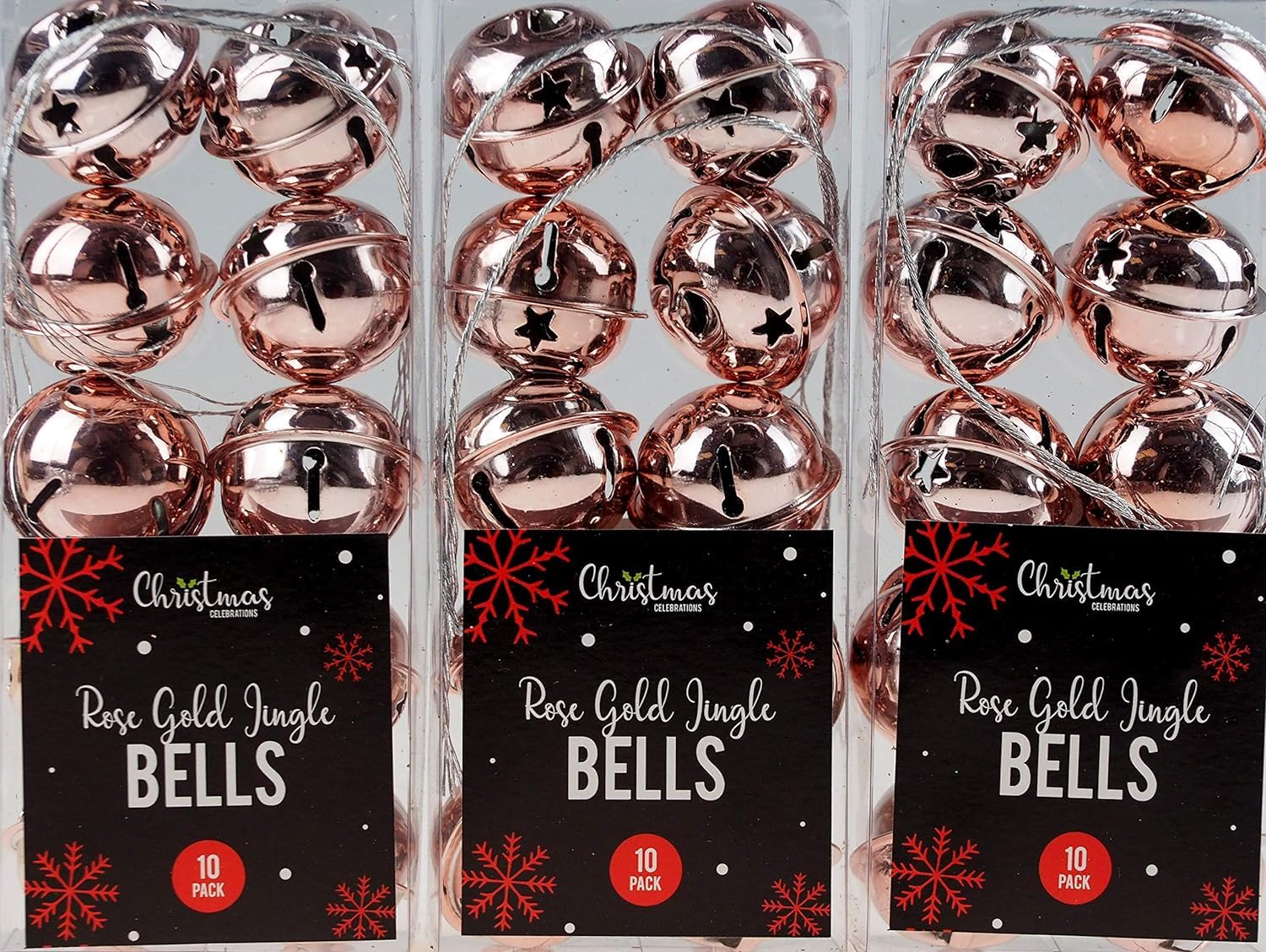 SKYTE® Set Of 30 Rose Gold Jingle Bells have a diameter of 2.5cm and feature a sturdy tinplate construction.