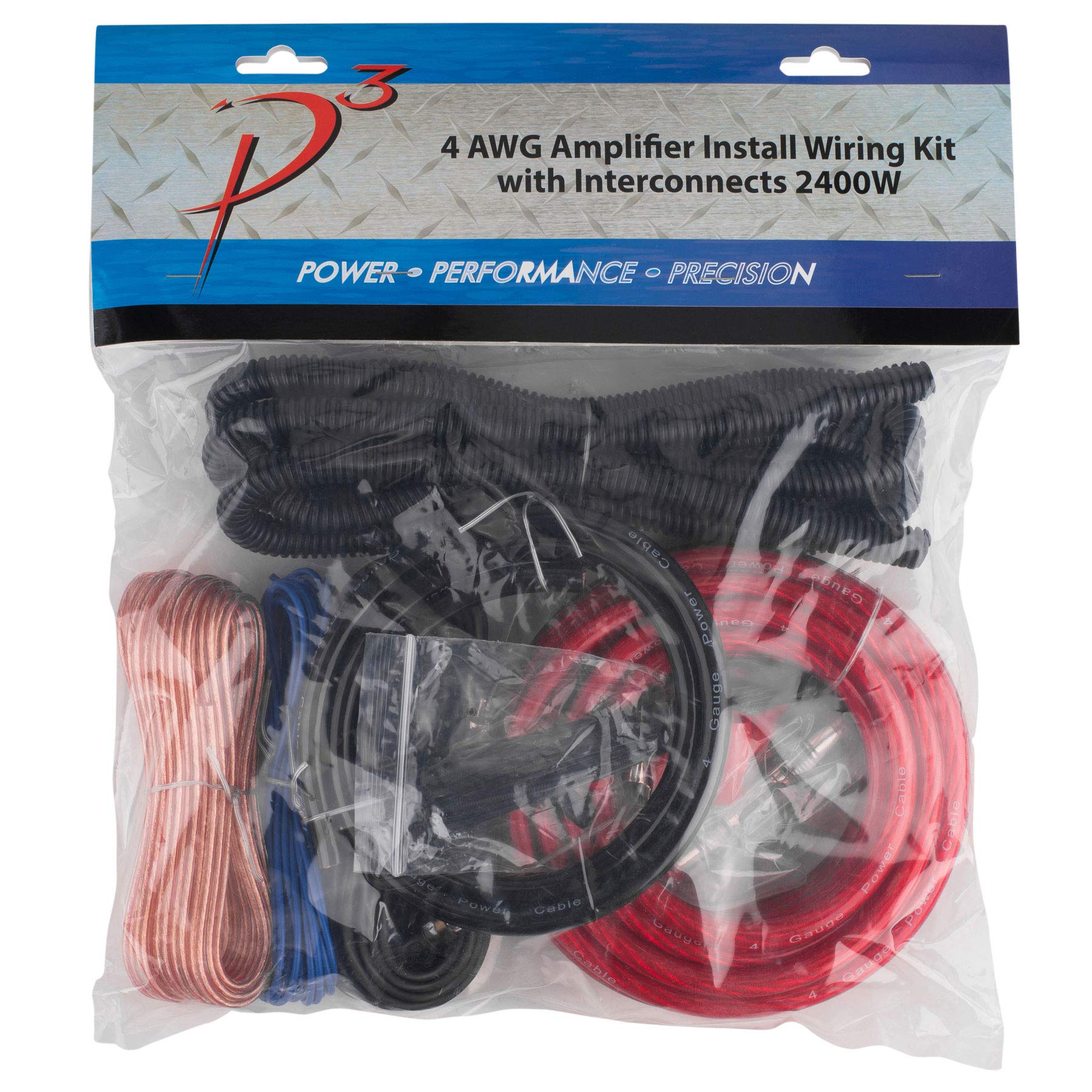 Audtek Electronics AWK4 4 AWG Amplifier Install Wiring Kit with Interconnects 2400W