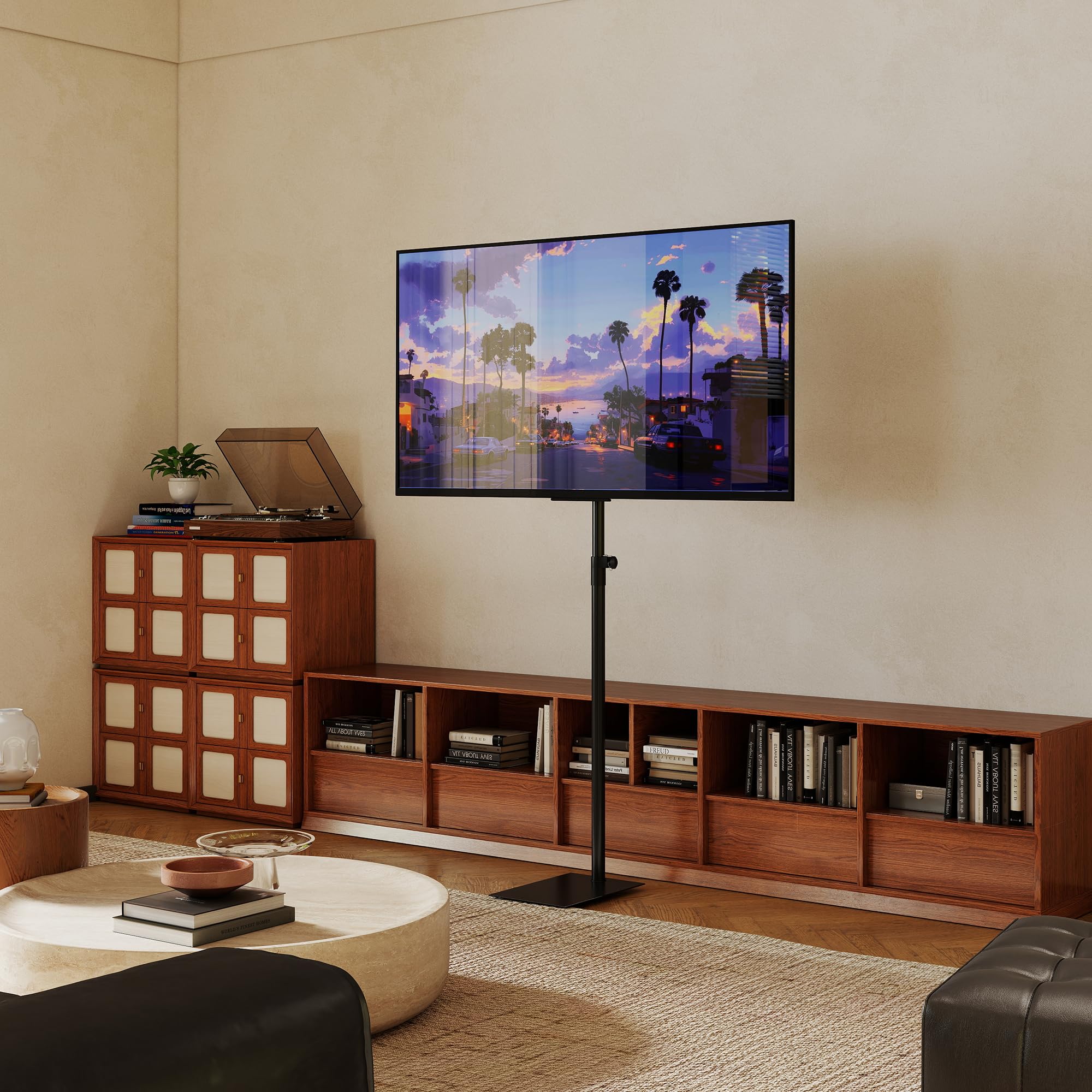 Drehbar TV Ständer für 14-43 Zoll Fernseher | Bis 20 kg, Höhenverstellbar 130-189 cm, Bodenständer, Für Wohnzimmer und Büro,Vasa 200 mm × 200 mm