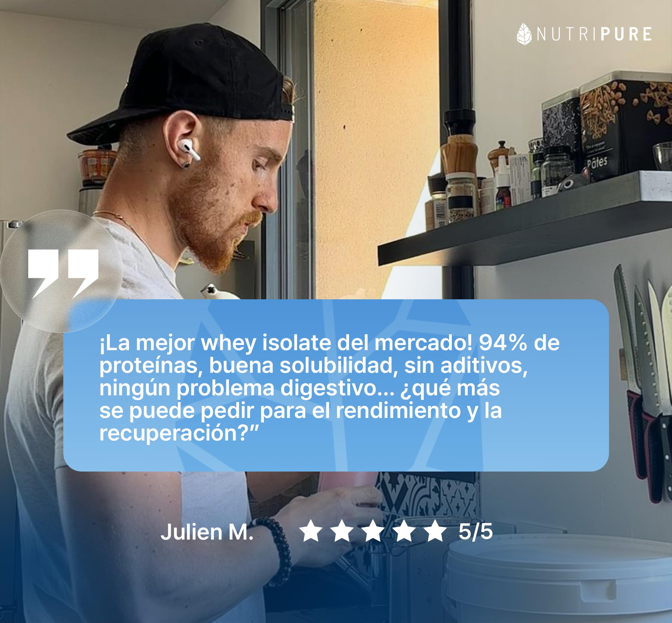 Nutripure | Whey Isolate Nativa | Aislado de Suero Nativo en Polvo | Vainilla | Suplemento Alimenticio a Base de Proteínas de Leche | Desarrollo Muscular | 81% Proteínas, 37% BCAA, 18% EAA | 750g | FR