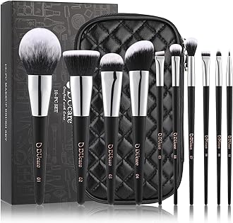 DUcare Makeup Brushes with Case 10Pcs Travel Makeup Brushset Women Gift Premium Synthetic Kabuki Foundation Blending Brush Face Powder Blush Concealers Eye Shadows with bag
