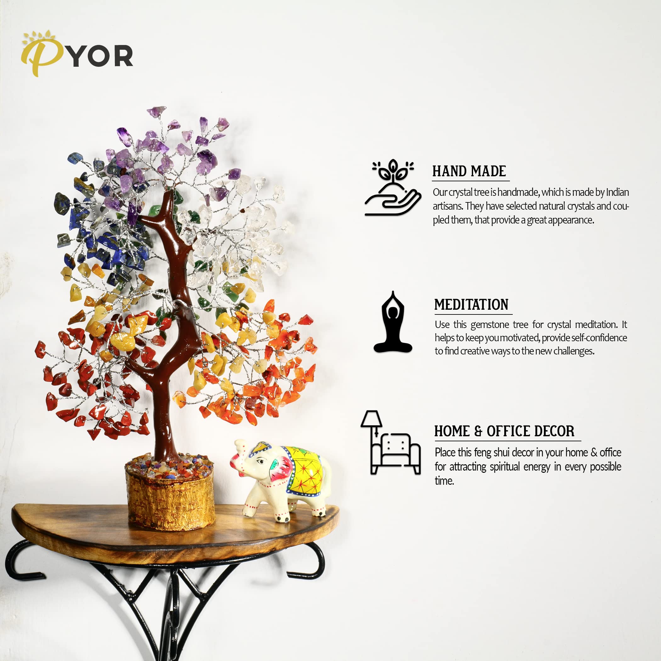 Chakra Tree, Crystals, Office Desk Decor, Gemstones and Crystals, Money Trees, Chakra Decor, House Warming Gifts New Home, Seven Chakra Tree, Spiritual Gifts, Crystal Tree for Positive Energy