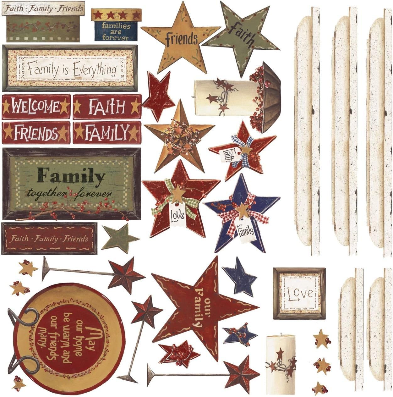 RoomMates RMK1568SCS Family and Friends Rustic Country Peel and Stick Wall Decals