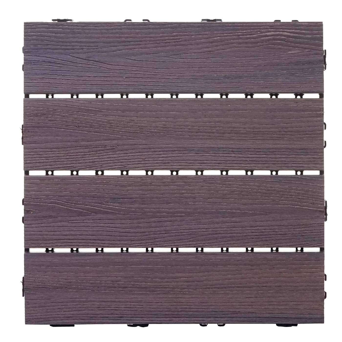 Mendler WPC HWC-E20 - Baldosa para Suelo (Aspecto de Madera, para Balcones y terrazas), 11x je 30x30cm = 1qm, geprägt Grau-Braun