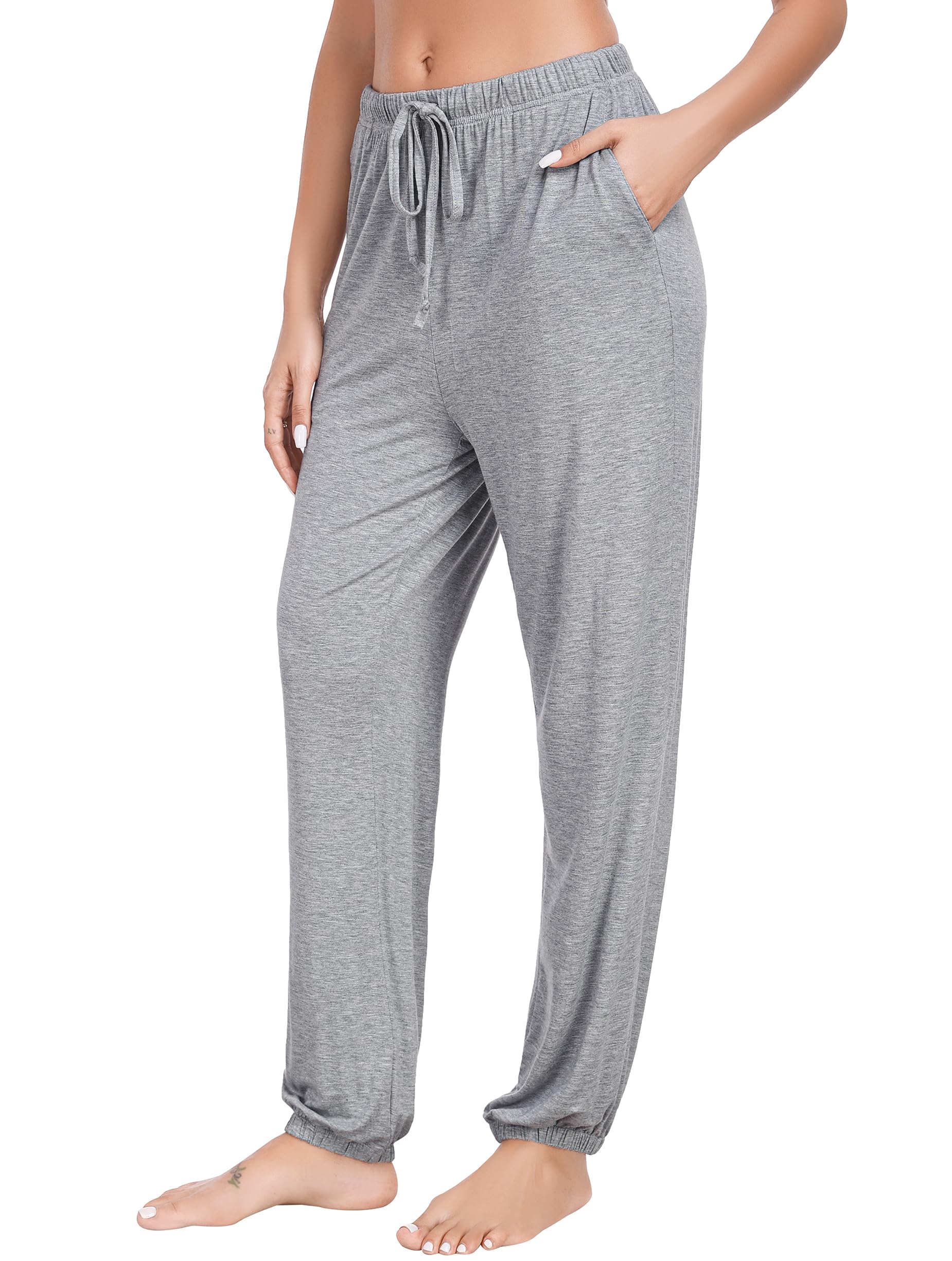 Vlazom Pantaloni del Pigiama Donna A Righe Cotone Lungo Morbidi Pantaloni da Notte con Tasche per Loungewear