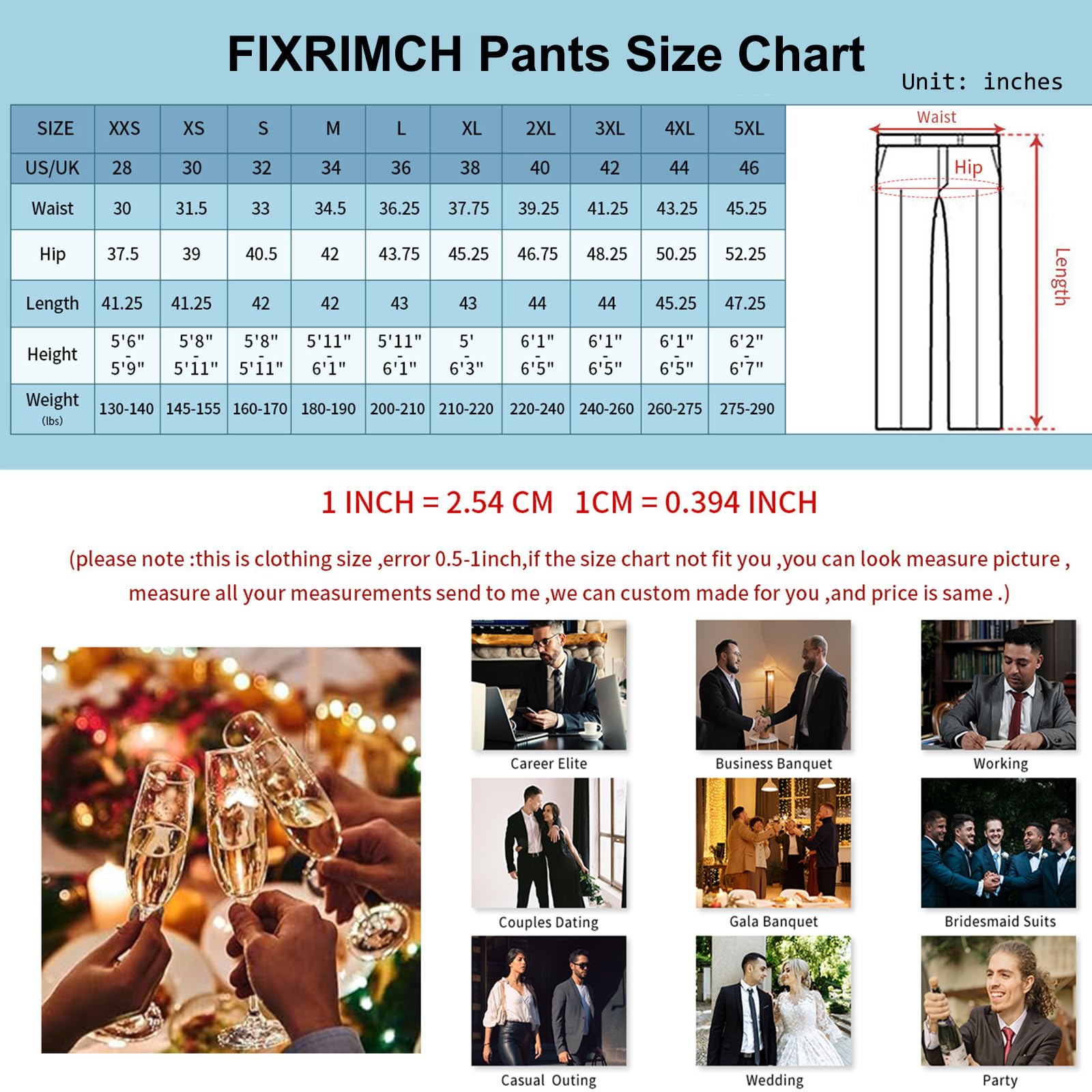 Pantalon de smoking pour homme à rayures noires avec taille réglable pour bal de fin d'année