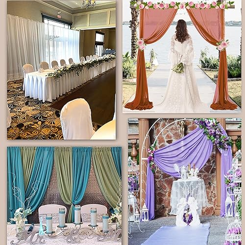 Miniatura 7 de Decoración de tela de gasa, 1 panel de 2 x 18 pies, cenefas sin arrugas, tela drapeada suave para arco de boda con 2 cintas, para decoración de