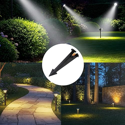 Miniatura 3 de Estaca de tierra de 9 pulgadas con rosca NPT de latón macizo de 0.5 pulgadas y cable lateral para una fácil instalación, luces al aire libre