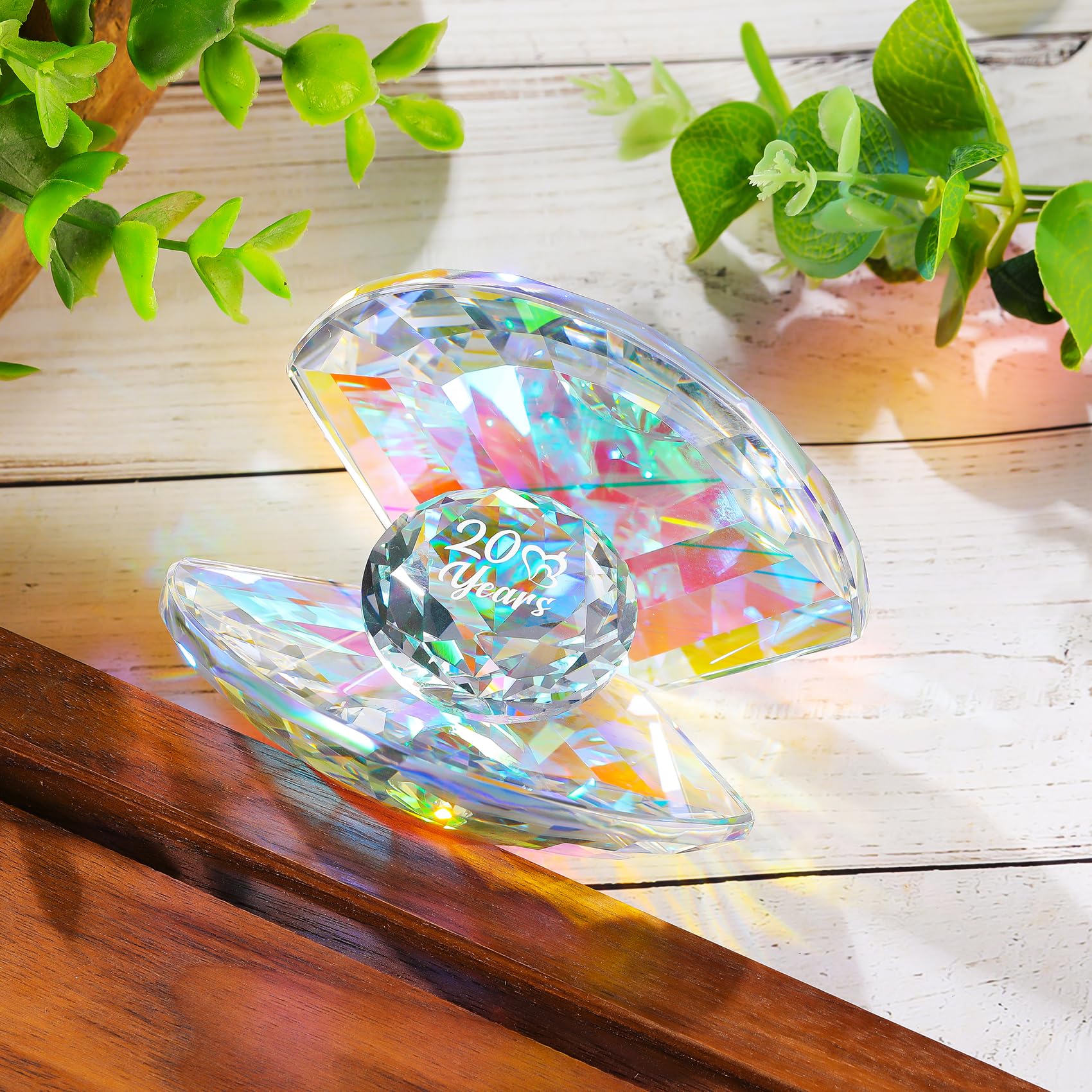 Movdyka Crystal Shell 20th Anniversary Romantic Gifts for Parents China Wedding 20 Years of Love Presents Ideas for Wife Marriage Keepsake for Partners Party Decor Ornament - Image 4