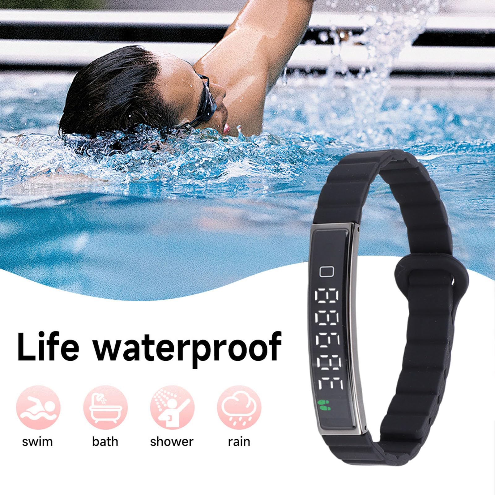 Annadue Bracelet Connecté Intelligent, Tracker d'Activité Fitness avec Compteur de Pas, Étanche, Prise de Photos à Distance, Noir