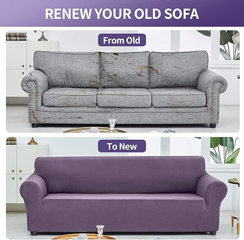 Miniatura 6 de Joccun - Funda elástica para sofá, 1 unidad, repelente al agua, para sofá de 3 cojines, hecha de jacquard de elastano, lavable, ideal para la sala,