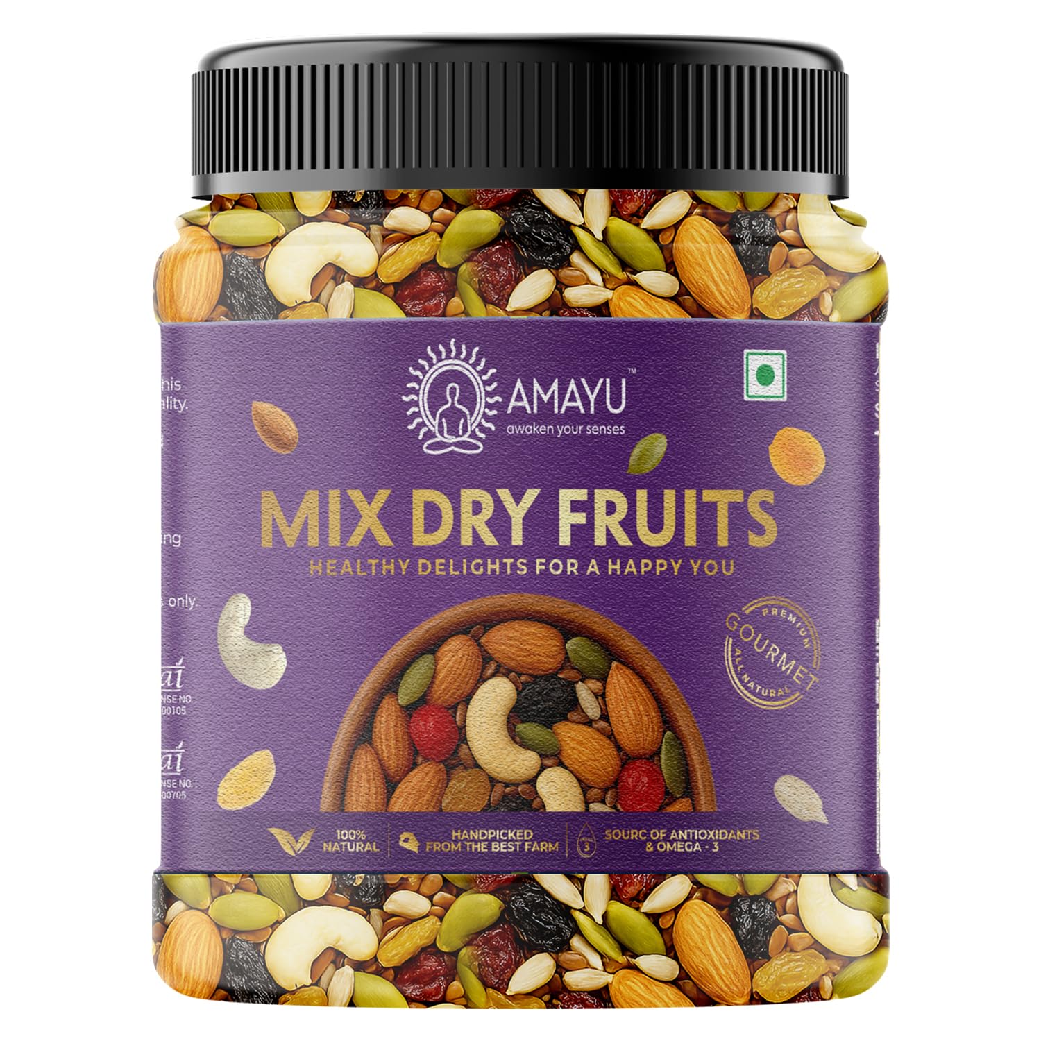 Amayu Premium Mixed Dry Fruits 250gm Superfood Trail Mix with Almonds, Cashews, Raisins, Nuts & Seeds Rich in Antioxidants Panchameva Mix Dry Fruits in Fresh Good Source for Energy