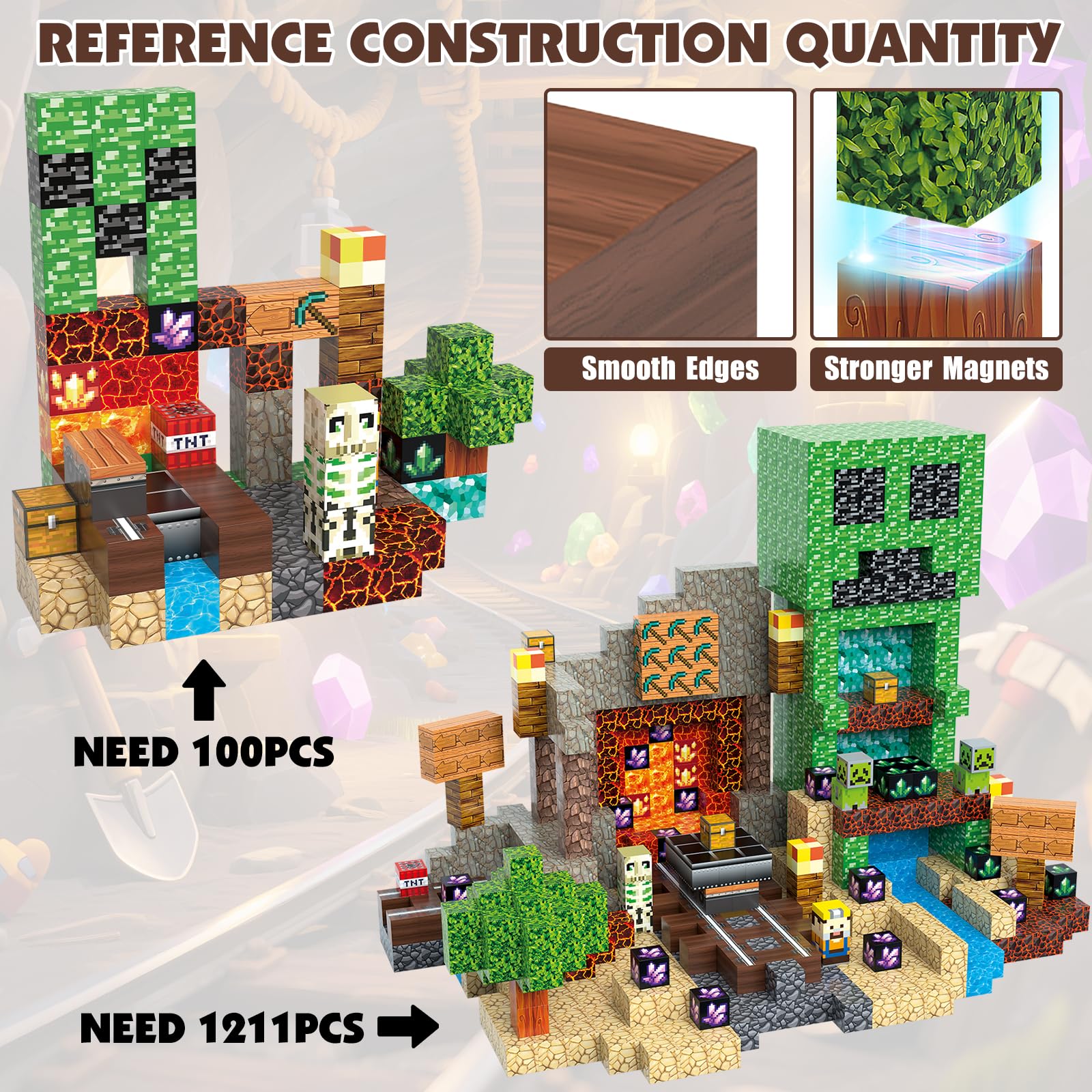 Juego de bloques de construcción magnéticos, bloques magnéticos, juguetes de construcción STEM Montessori, juguetes sensoriales apilables para niños y niñas de 3, 4, 5, 6, 7, 8, cubos magnéticos 6