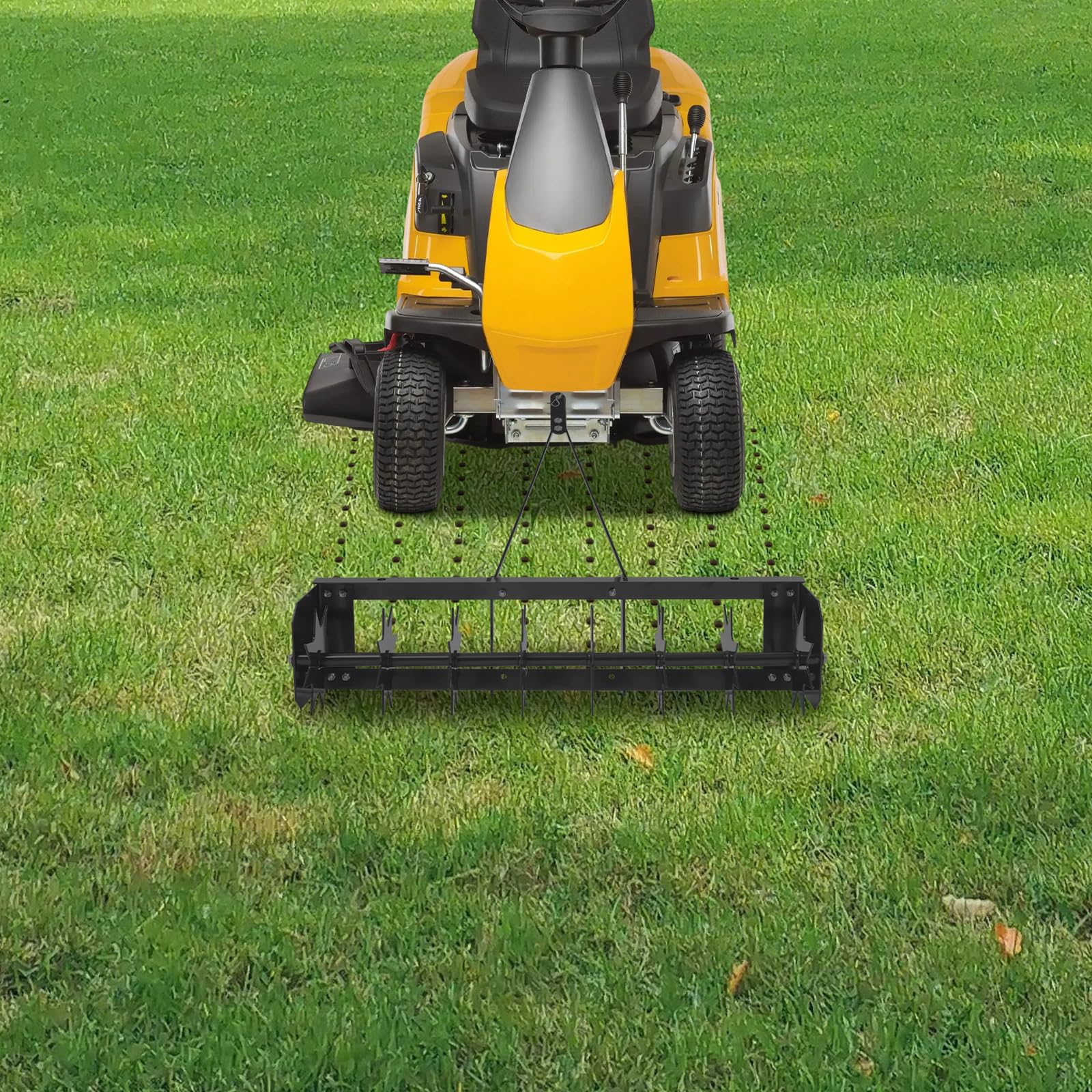 Aerifizierer 81cm für Aufsitzmäher, Geschleppter Rasenbelüfter Eisen Rasenlüfter Rasenwerkzeug mit 8 Spikes, Doppelte Brawbars, für Garten, Gras, Terrasse
