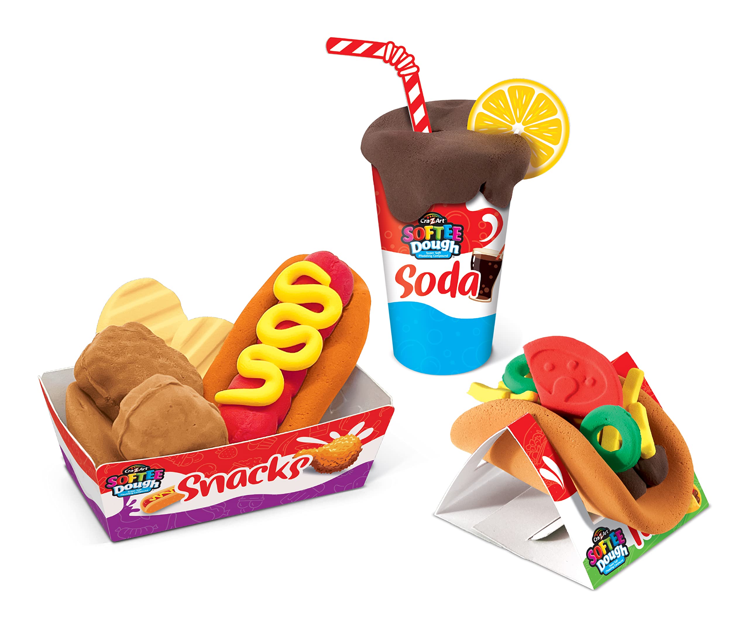 Cra-Z-Art Softee Dough Fast Food Fun Playset, Modeling Dough Play