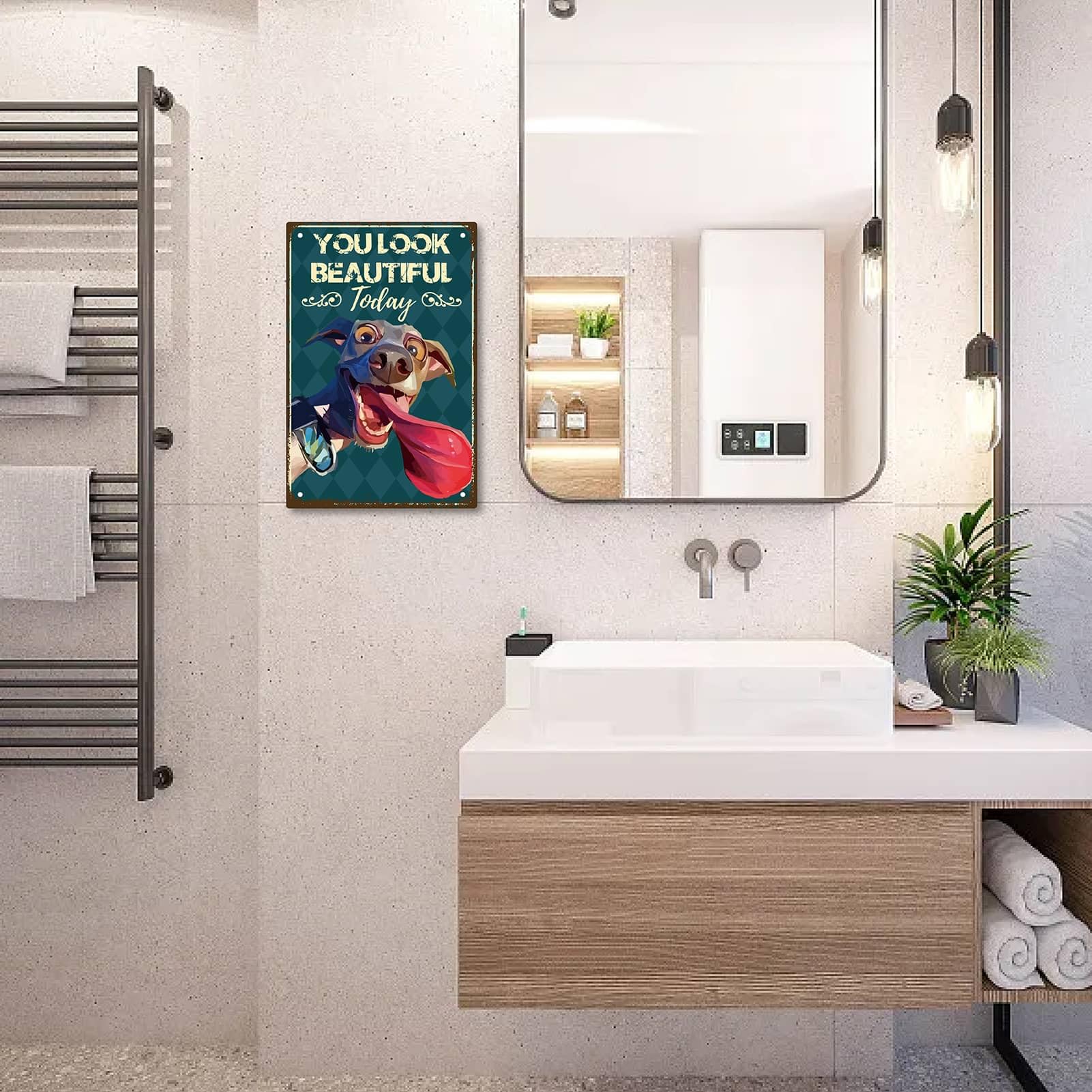 Metalen tinnen bord, vintage kunst poster plaquette keuken
