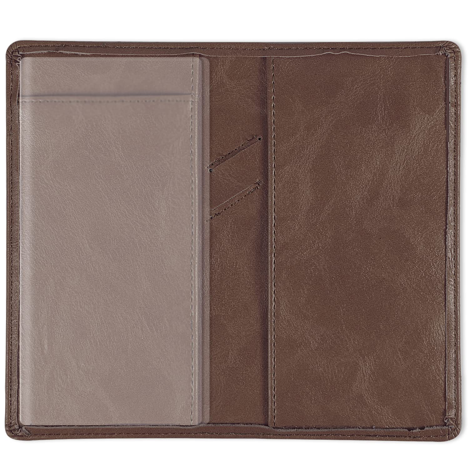 Sanlykate Checkbook Cover with Pen Holder for Women & Girls, RFID Blocking PU Leather Case for Top & Side Tear Checks, Free Divider, Brown