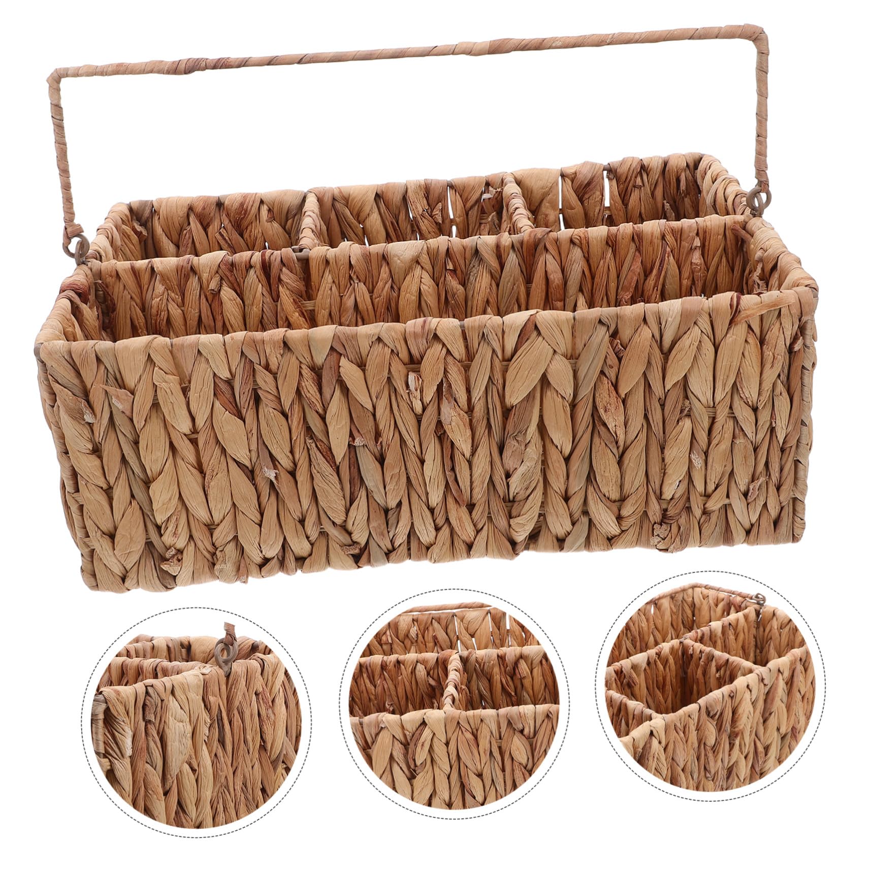 Alipis Cesta De Almacenamiento De Mano Tejida De Paja Canasta Cestos Almacenaje Soporte De Cubiertos Cesta De Almacenamiento Tejido a Mano Light Brown