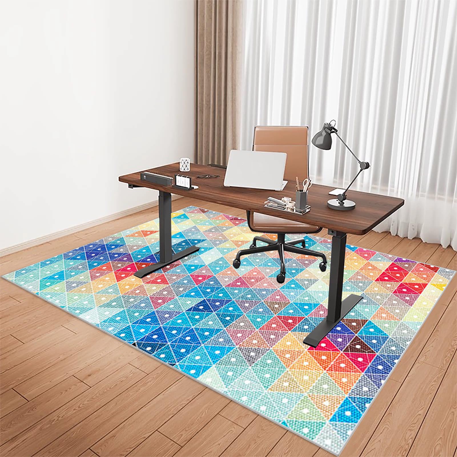 Tkuhknag Hardwood Floor Mat Protector Anti-slip Office Chair Mat for Carpeted and Hardwood Floor Heavy Duty Computer Floor Mat Hard 160 x 180 cm Floor Protector Mat for Rolling Chair โ image 1