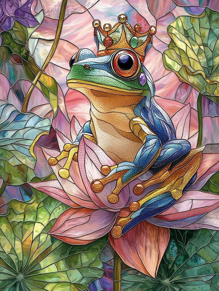 Hyupuanj Lotus Frog zestaw do malowania diamentowego dla dorosłych, 100 x