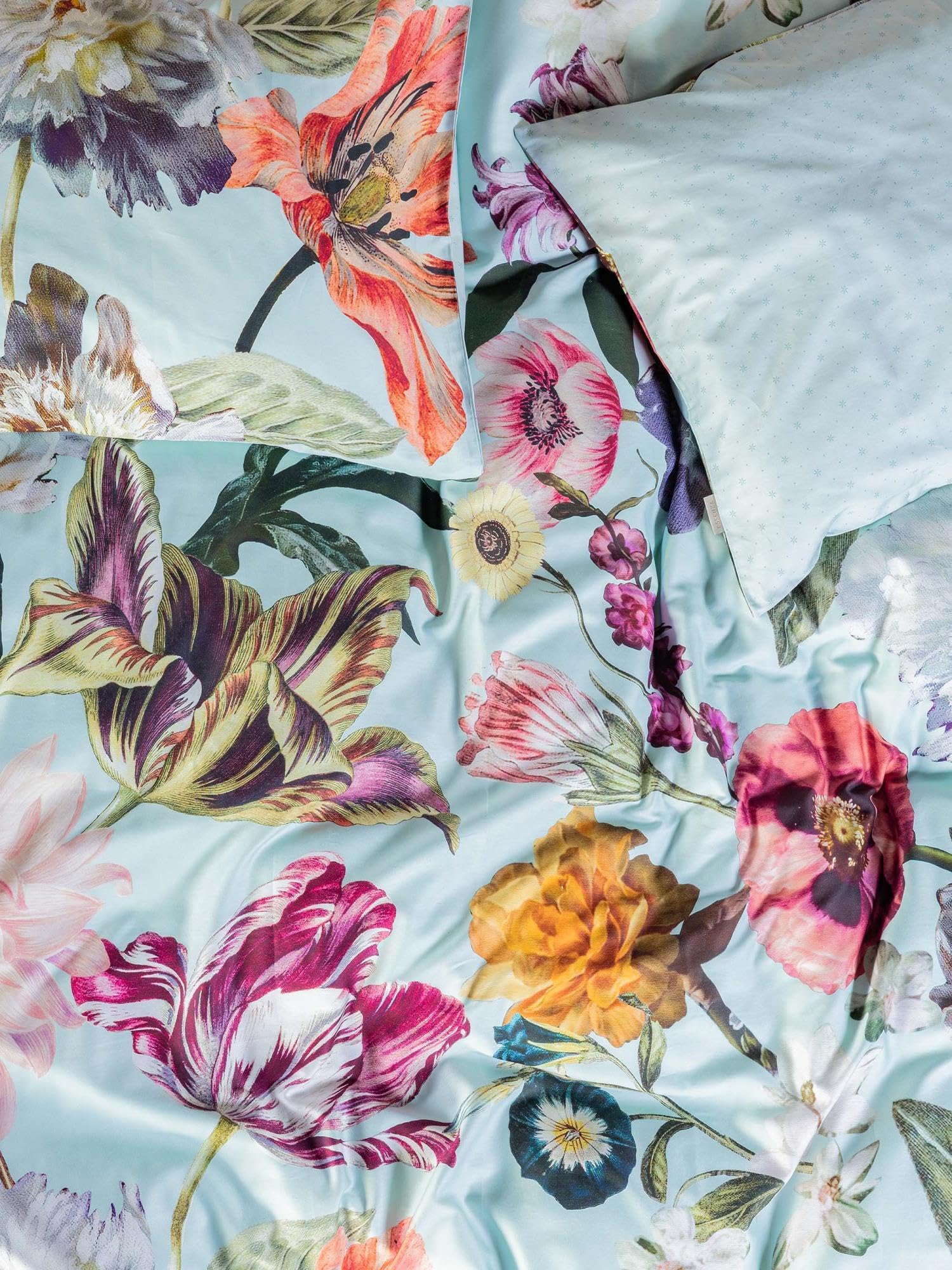 ESSENZA Bettwäsche Filou Pastellblau, 135x200 + 1x 80x80 cm - 100% Baumwollsatin 209TC - Blumen