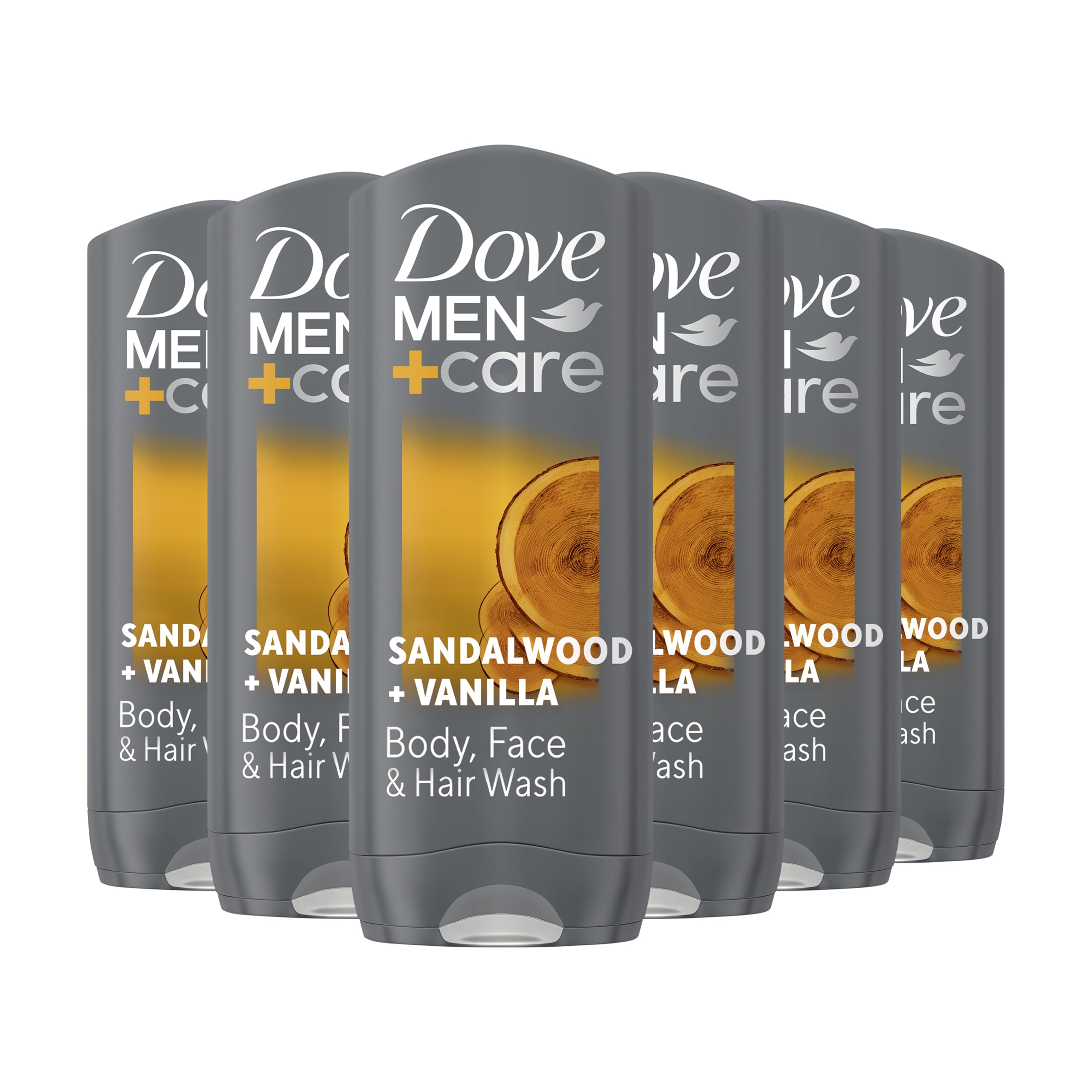 Dove Men+Care Sandalwood + Vanilla 3-in-1 Hair, Face and Body Wash Body Cleanser shower gel with MicroMoisture technology for 24 hour nourishment 6x 400 ml - Image 2