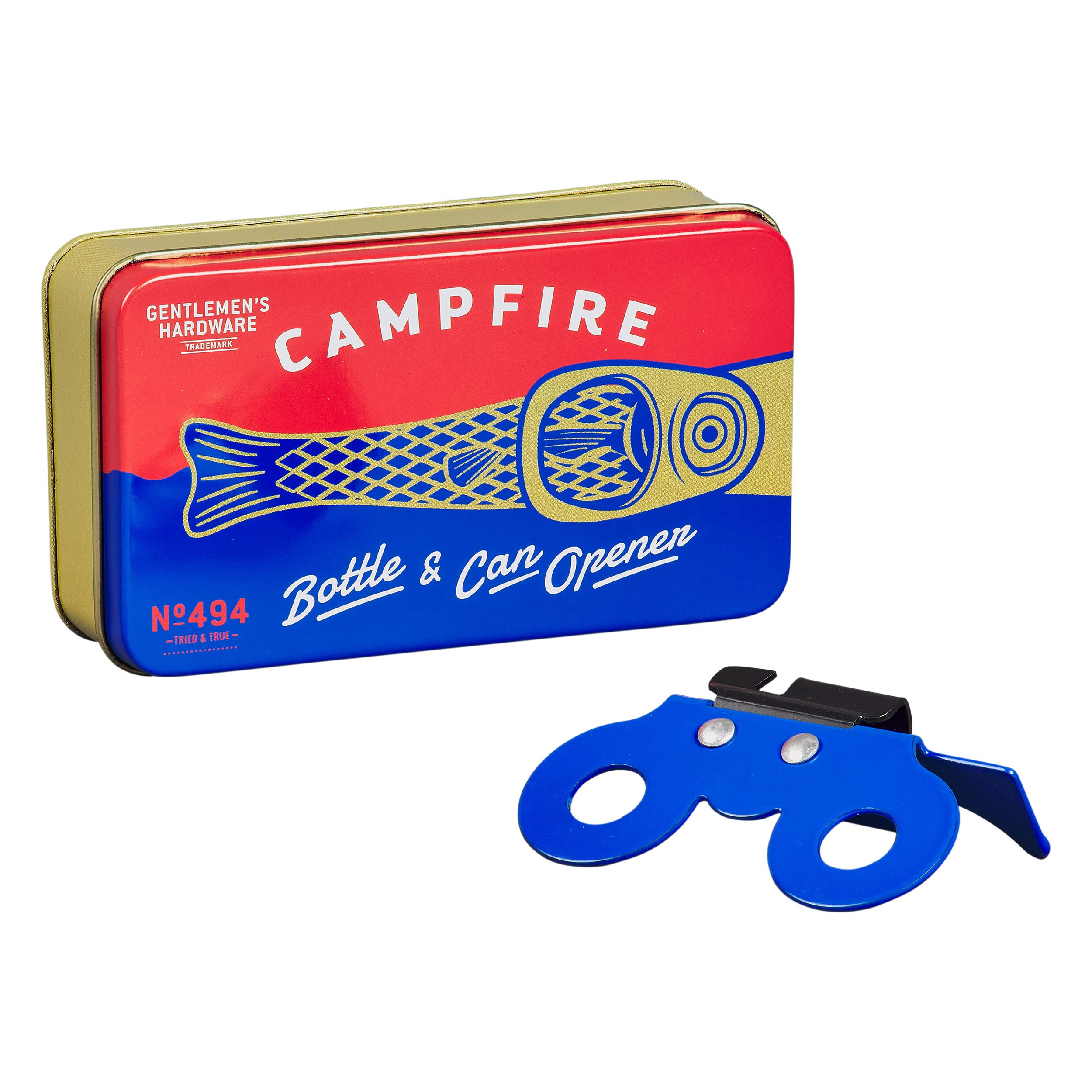 Gentlemen's HardwareDurable Stainless Steel Camping Travel Bottle and Can Opener, Blue