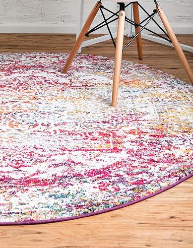 Miniatura 3 de Unique Loom Richmond Collection - Alfombra de área con medallón (7 pies 1 pulgada, redonda, multicolor y negro)