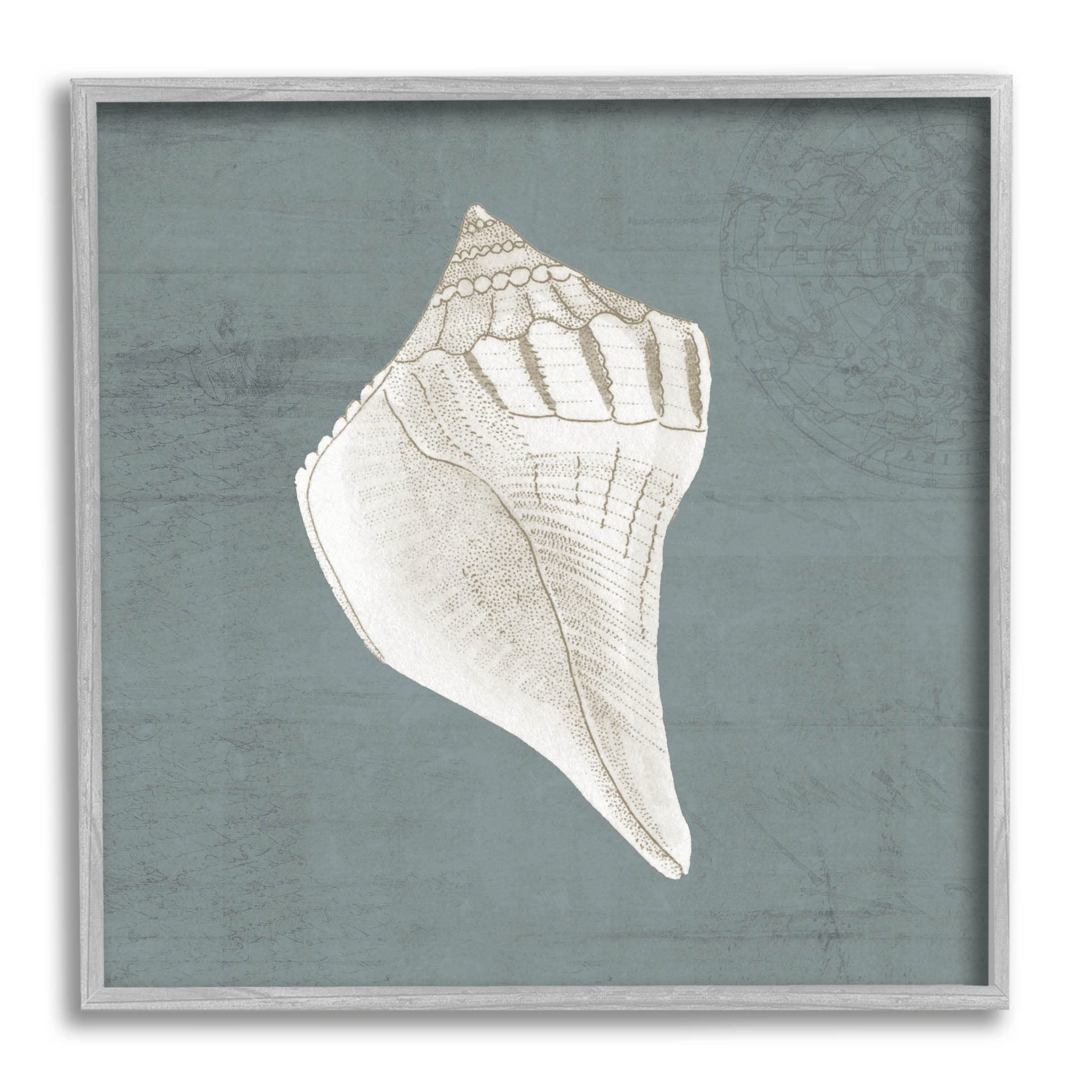 Stupell Industries Conch Seashell Stipple Pattern Giclee Framed Wall Art, Design by Piddix