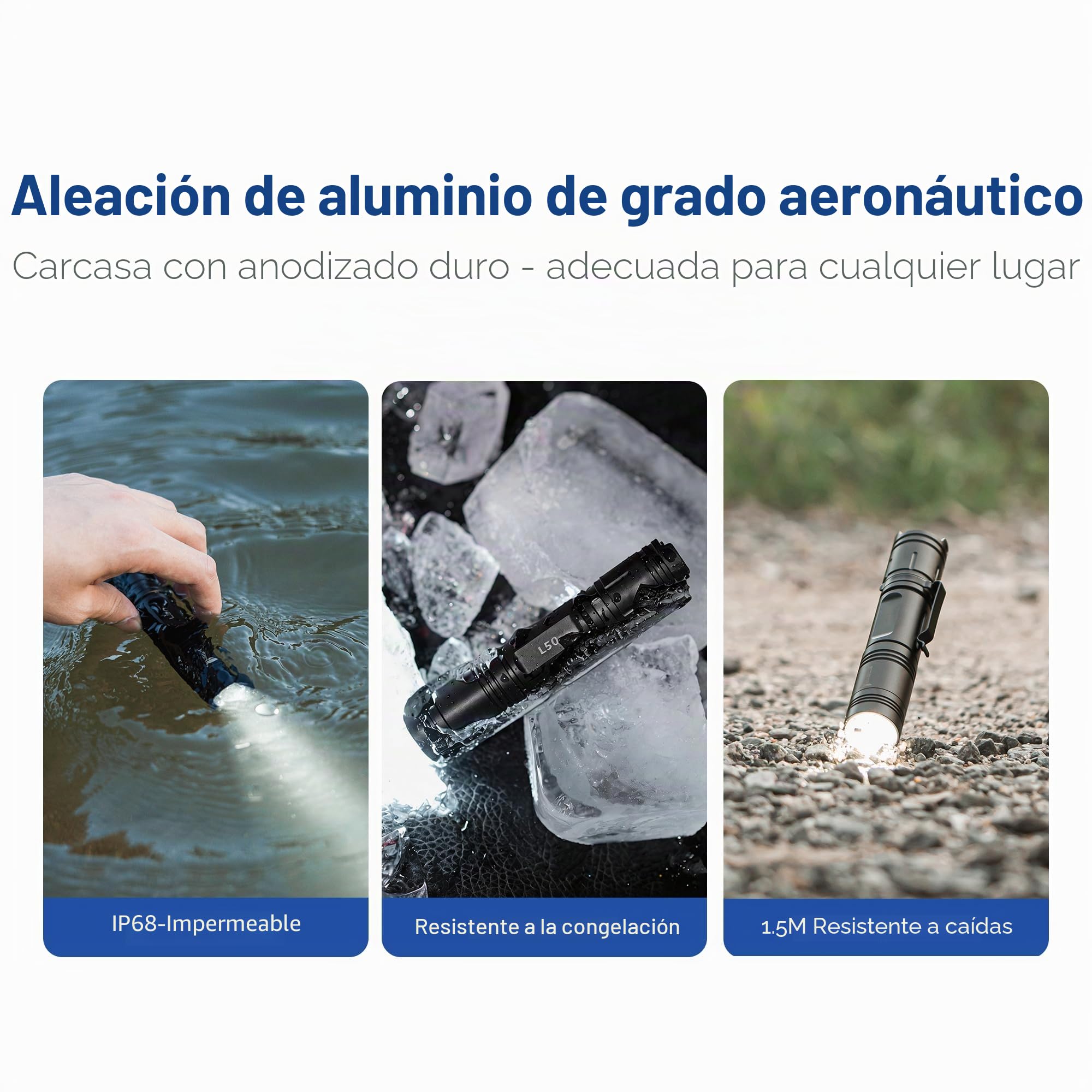 WUBEN C2 Linternas LED Alta Potencia, 2000 Lúmenes Linterna LED Recargable, USB Táctica Potente IP68 Impermeable 7 Modos Flashlight para Emergencias Camping Regalo