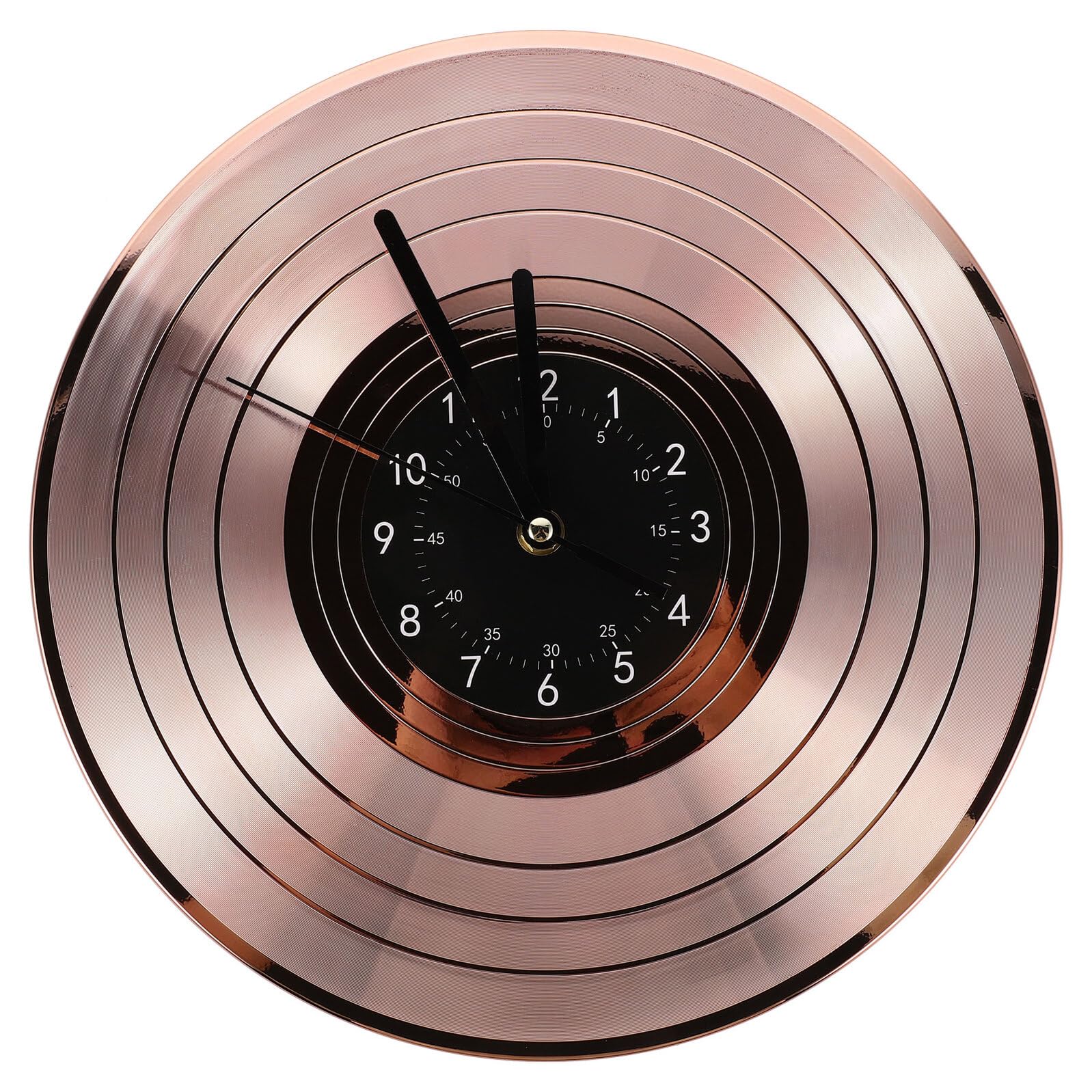 Horloge murale disque vinyle silencieuse - Décoration vintage or rose sans bruit